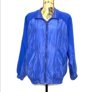 Lavon Vintage 90s Blue Silk Boyfriend Windbreaker L